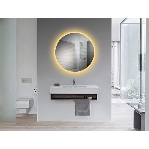  Yukon Wall Mounted Bathroom Vanity Mirror with Back Light. Modern Surface Touch Less Infrared Sensor, Dual Colored Lighting Cool/Warm. (Aluminum Frame, Pencil Edge) (Lilac- 32x32)