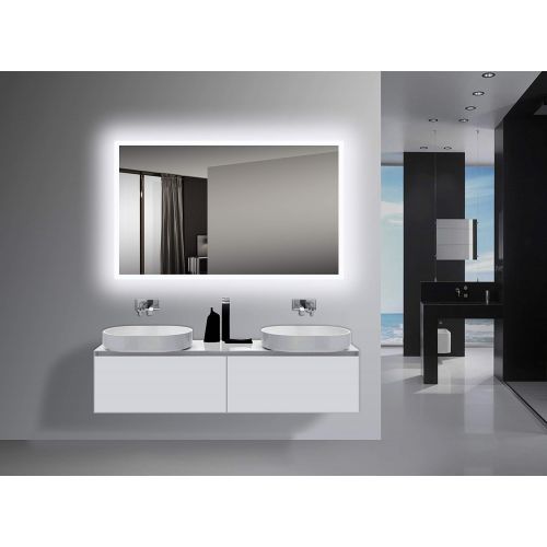  Yukon Wall Mounted Bathroom Vanity Mirror with Back Light. Modern Surface Touch Less Infrared Sensor, Dual Colored Lighting Cool/Warm. (Aluminum Frame, Pencil Edge) (Lilac- 32x32)