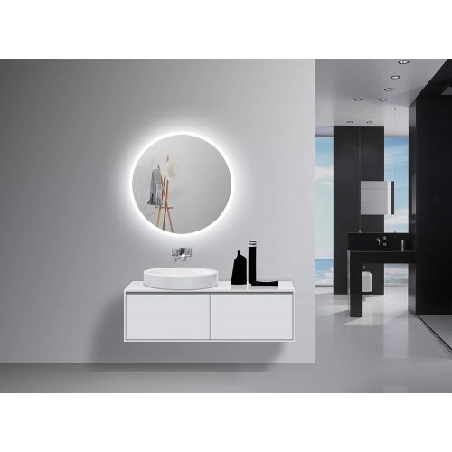  Yukon Wall Mounted Bathroom Vanity Mirror with Back Light. Modern Surface Touch Less Infrared Sensor, Dual Colored Lighting Cool/Warm. (Aluminum Frame, Pencil Edge) (Rose- 24x36)