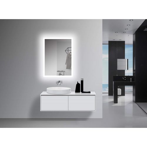  Yukon Wall Mounted Bathroom Vanity Mirror with Back Light. Modern Surface Touch Less Infrared Sensor, Dual Colored Lighting Cool/Warm. (Aluminum Frame, Pencil Edge) (Lilac- 24x24)
