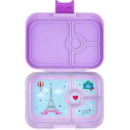 Yumbox Leakproof Bento Box Panino: 4-Compartment Kids & Adults Bento; Perfect for Sandwich Packed Lunch; Compact 8.5x6x1.8; Healthy Portions (Lulu Purple with Paris Themed Tray)