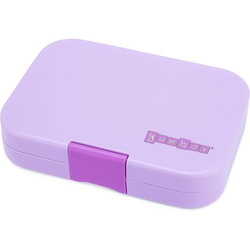  Yumbox Leakproof Bento Box Panino: 4-Compartment Kids & Adults Bento; Perfect for Sandwich Packed Lunch; Compact 8.5x6x1.8; Healthy Portions (Lulu Purple with Paris Themed Tray)