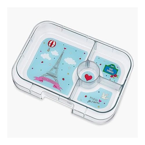  Yumbox Leakproof Bento Box Panino: 4-Compartment Kids & Adults Bento; Perfect for Sandwich Packed Lunch; Compact 8.5x6x1.8; Healthy Portions (Lulu Purple with Paris Themed Tray)