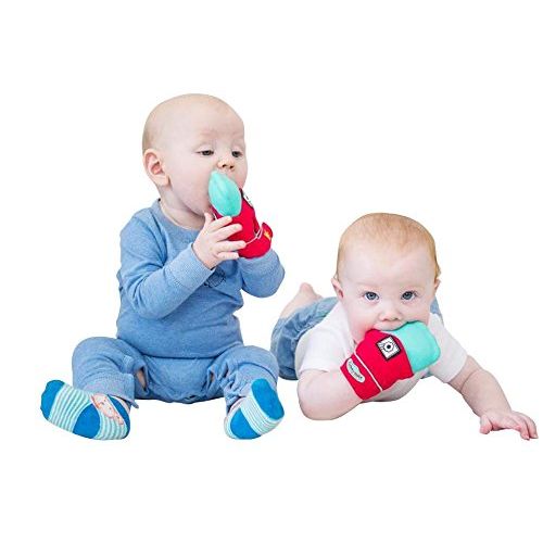  Yummy Mitt Teething Mitten-Self-Soothing Entertainment and Gives Pain Relief from Teething Plus Its an Ideal Set of Two (1 Blue Yummy Buddy & 1 Dog Mitts)