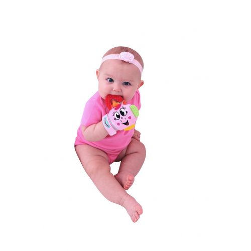  Yummy Mitt Teething Mitten-Self-Soothing Entertainment and Gives Pain Relief from Teething Plus Its an Ideal Baby Shower Gift -Set of Two (2 Pink Unicorn Mitts)