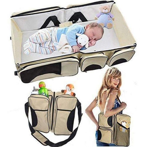  Yuna 3 in 1 - Diaper Bag Travel Bassinet Change Station Multi-Purpose Baby Diaper Tote Bag Bed Portable Infant Bag (Blue)