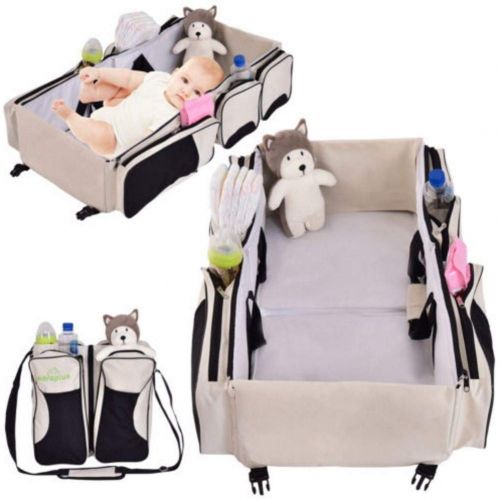  Yuna 3 in 1 - Diaper Bag Travel Bassinet Change Station Multi-Purpose Baby Diaper Tote Bag Bed Portable Infant Bag (Blue)