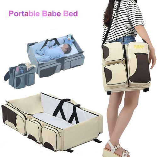  Yuna 3 in 1 - Diaper Bag Travel Bassinet Change Station Multi-Purpose Baby Diaper Tote Bag Bed Portable Infant Bag (Blue)