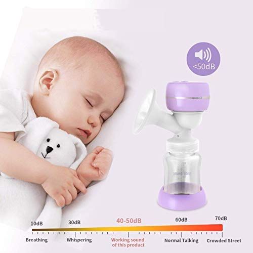  Yunbaby Electric Breast Pump, Portable Milk Pump Breastfeeding with Massage Mode and Adjustable Suction Pumping Levels for Moms Comfort, Voice Guide LCD Display USB Charging, BPA Free Food