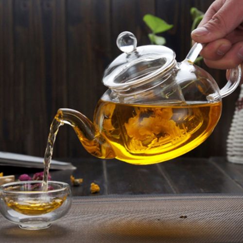  Yunhigh Glass Teapot with Infuser, Clear Glass Teapot Tea Pot with Infuser for Flowering and Loose Tea Oven Safe400ml