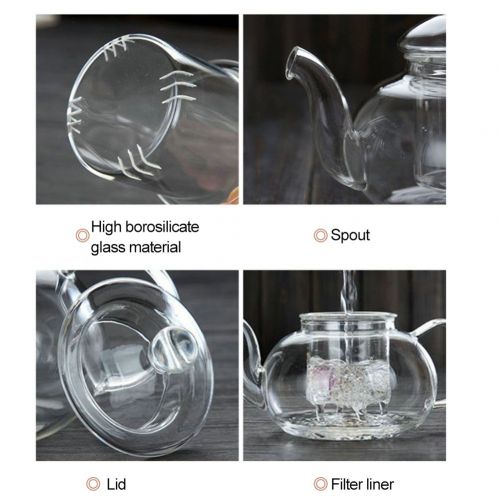  Yunhigh Glass Teapot with Infuser, Clear Glass Teapot Tea Pot with Infuser for Flowering and Loose Tea Oven Safe400ml