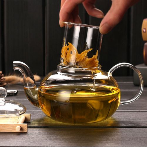  Yunhigh Glass Teapot with Infuser, Clear Glass Teapot Tea Pot with Infuser for Flowering and Loose Tea Oven Safe400ml