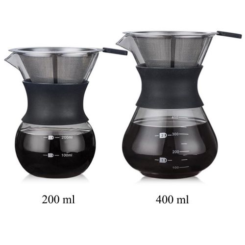  Yunhigh Glas giessen ueber Kaffeemaschine mit wiederverwendbaren Kaffee Tropfer Metallgitter Filterkegel Tasse Hand Hand Tropfkaraffe giessen ueber Brauer - 200ml