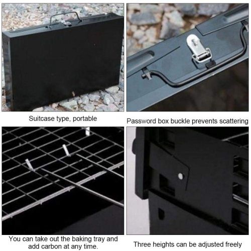  Yunhigh BBQ Grill - Flodable Barbecue Shelf Cookware Stove Bonus Shovel and Tongs - Outdoor Cooking Tools for Open-air Party;Camping et