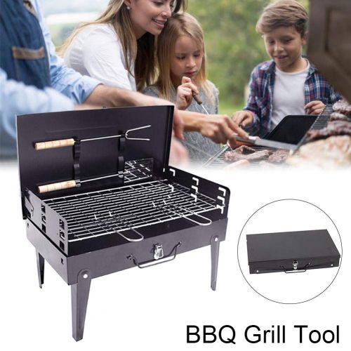  Yunhigh BBQ Grill - Flodable Barbecue Shelf Cookware Stove Bonus Shovel and Tongs - Outdoor Cooking Tools for Open-air Party;Camping et