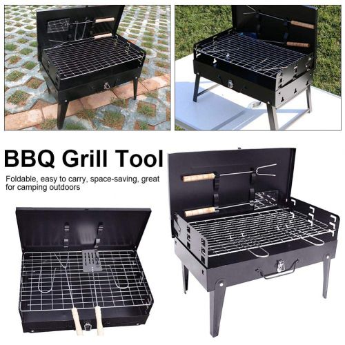  Yunhigh BBQ Grill - Flodable Barbecue Shelf Cookware Stove Bonus Shovel and Tongs - Outdoor Cooking Tools for Open-air Party;Camping et