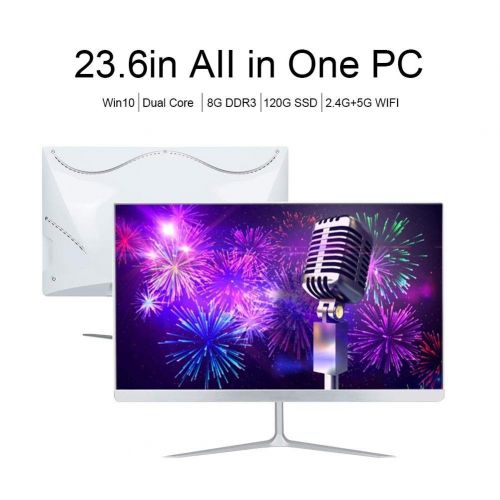  Yunn 23.6 All-in-One Desktop PC with Windows 10,Dual Core A8-35008G120G SSD 2.4G5G WiFi FHD 178° Angle