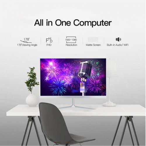  Yunn 23.6 All-in-One Desktop PC with Windows 10,Dual Core A8-35008G120G SSD 2.4G5G WiFi FHD 178° Angle