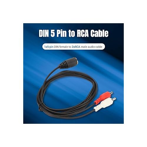  DIN 5 Pin to Cable, 1.5m 4.9ft 5 Pin Din Female to 2 Male Audio Adapter Cable for Electrophonic Bang Olufsen Naim Quad Stereo Systems