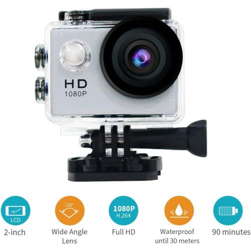  Yuntab YUNTAB HD 1080P 30fps 12 Mega Pixels Sport Mini DV Action Camera 2.0 LCD 170° Wide Angle Lens 30M Waterproof WiFi Remote Control Outdoor Sports (Silver)