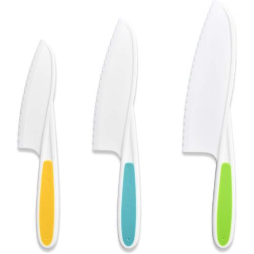  [아마존베스트]Yuntop 3 Piece Nylon Knives for Kids Kids Nylon Knife Set Kid Safe Knives for Cooking & Cutting Kitchen Lettuce & Salad Knives Kids Serrated Knife in 3 Sizes & Colors Plastic Knifes for K