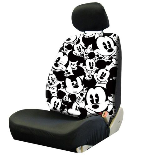  Yupbizauto Disney Mickey Mouse Design Sideless Low Back Car Seat Covers Floor Mats Steering Wheel Cover Accessories Set with Air Freshener