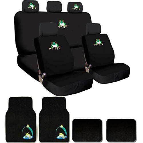  Yupbizauto Embroidery Front Rear Frog Logo Car Truck SUV Seat Cover Headrest Covers Floor Mats Full Set