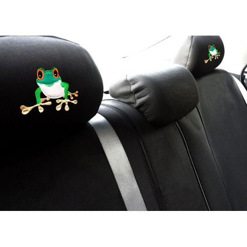  Yupbizauto Embroidery Front Rear Frog Logo Car Truck SUV Seat Cover Headrest Covers Floor Mats Full Set