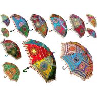 Yuvancrafts Indian Decorative Handmade Designer Cotton Fashion Multi Colored Beach Umbrella UV Protection Umbrella, Sun Umbrella, Embroidery Boho Parasol Indian Wedding Umbrellas P