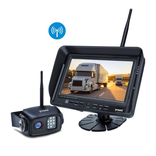  Yuwei Digital Wireless Backup Camera System Kit, IP69K Waterproof Wireless Rear View Camera + 7’’ LCD Wireless Reversing Monitor for Trailer, RV, Bus, Trucks, Horse-trailer, School Bus,