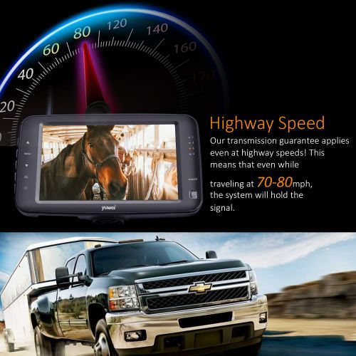  Yuwei Wireless Backup Camera System, IP69K Waterproof Wireless Rear View Camera + 5’’ LCD Wireless Reversing Monitor for Trailer, RV, Trucks, Horse-Trailer, School Bus, Farm Machine,etc