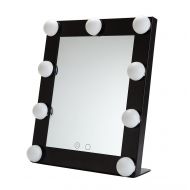 Yvettevans Hollywood Makeup Vanity Mirror with Light Tabletops Lighted Mirror with Dimmer Stage Beauty Mirror Valentines Day Gift Small (Black)