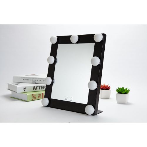 Yvettevans Hollywood Makeup Vanity Mirror with Light Tabletops Lighted Mirror with Dimmer Stage Beauty Mirror Valentines Day Gift Small (Black)