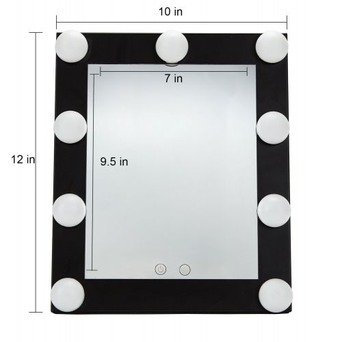  Yvettevans Hollywood Makeup Vanity Mirror with Light Tabletops Lighted Mirror with Dimmer Stage Beauty Mirror Valentines Day Gift Small (Black)