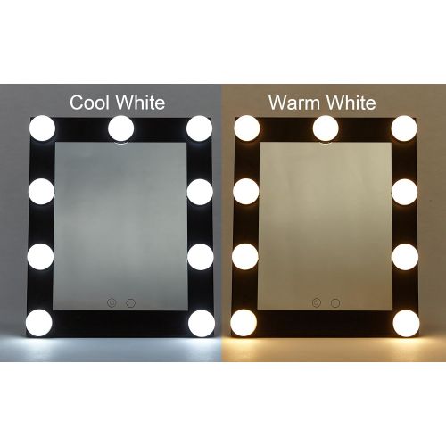  Yvettevans Hollywood Makeup Vanity Mirror with Light Tabletops Lighted Mirror with Dimmer Stage Beauty Mirror Valentines Day Gift Small (Black)