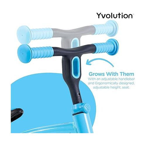  Yvolution Y Velo Junior Toddler Balance Bike | 9 Inch Wheel No-Pedal Training Bike for Kids Age 18 Months to 3 Years