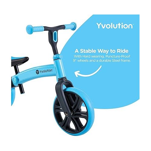  Yvolution Y Velo Junior Toddler Balance Bike | 9 Inch Wheel No-Pedal Training Bike for Kids Age 18 Months to 3 Years