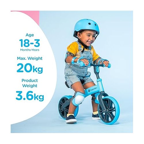  Yvolution Y Velo Junior Toddler Balance Bike | 9 Inch Wheel No-Pedal Training Bike for Kids Age 18 Months to 3 Years