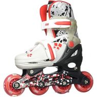 Yvolution Neon Inline Skates Adjustable Illuminating Skates Beginner Roller Skates for Kids (RED/Black,12-2)