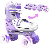 Yvolution Quad and Inline Skates Neon Combo 2-in-1 Skates for Kids with LED Wheels | Adjustable Sizing