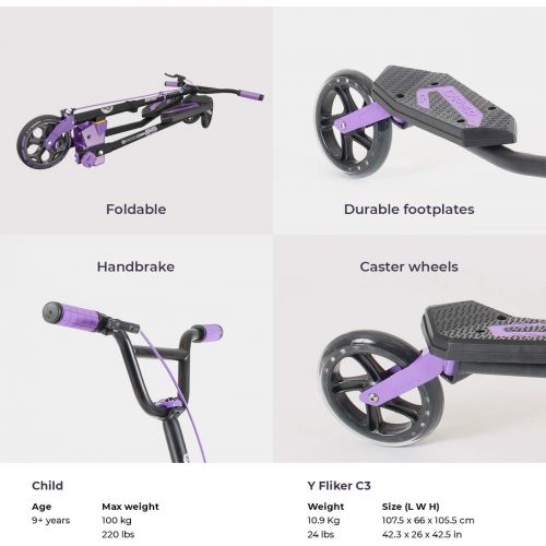  [아마존핫딜][아마존 핫딜] Yvolution Y Fliker Carver C5 | Kids Adult Drifting Wiggle Scooter with 3 Wheels Self Propelling