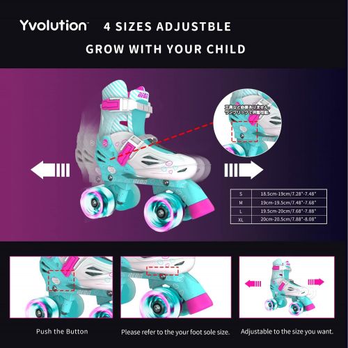  Yvolution Neon Combo Skates Quad and Inline 2-in-1 Skates for Kids with LED Wheels, Adjustable Sizing