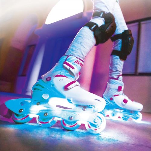  Yvolution Neon Combo Skates Quad and Inline 2-in-1 Skates for Kids with LED Wheels, Adjustable Sizing