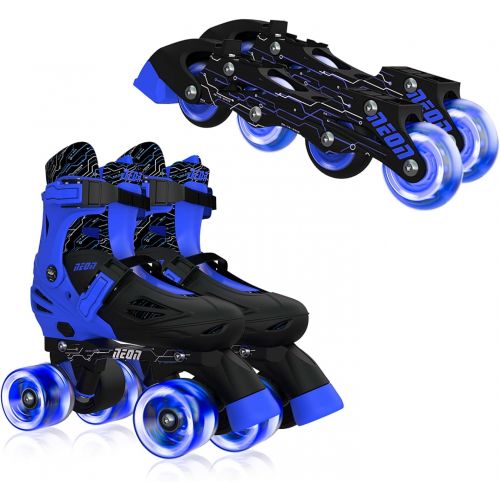  Yvolution Neon Inline Skates Adjustable Illuminating Skates with Light up Wheels, Fun Flashing Beginner Roller Skates for Kids