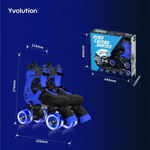  Yvolution Neon Inline Skates Adjustable Illuminating Skates with Light up Wheels, Fun Flashing Beginner Roller Skates for Kids