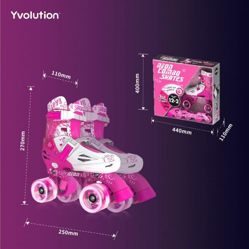  Yvolution Neon Inline Skates Adjustable Illuminating Skates with Light up Wheels, Fun Flashing Beginner Roller Skates for Kids