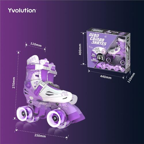  Yvolution Neon Inline Skates Adjustable Illuminating Skates with Light up Wheels, Fun Flashing Beginner Roller Skates for Kids