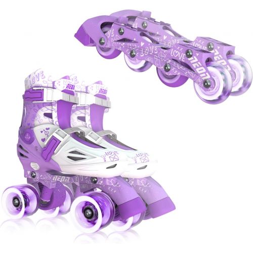  Yvolution Neon Inline Skates Adjustable Illuminating Skates with Light up Wheels, Fun Flashing Beginner Roller Skates for Kids