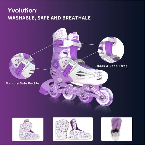  Yvolution Neon Inline Skates Adjustable Illuminating Skates with Light up Wheels, Fun Flashing Beginner Roller Skates for Kids