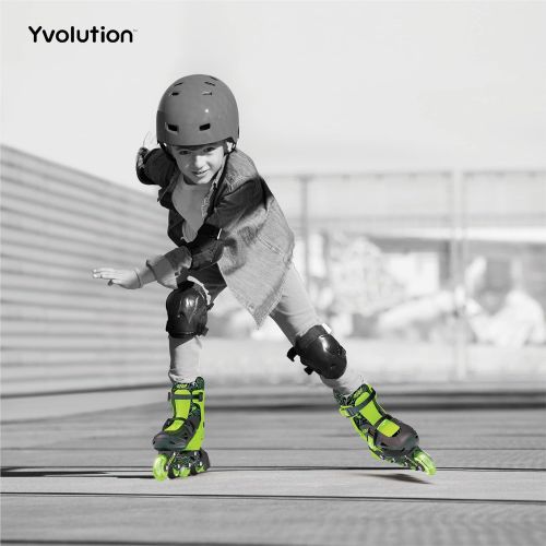  Yvolution Neon Inline Skates Adjustable Illuminating Skates with Light up Wheels, Fun Flashing Beginner Roller Skates for Kids